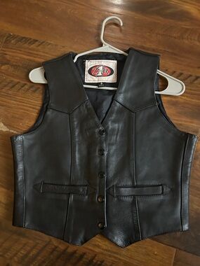 Black Leather Women's Vest